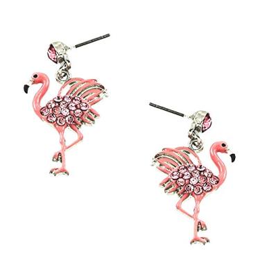 Imagem de DianaL Boutique Brincos de flamingo rosa pino cristal esmaltado caixa de presente