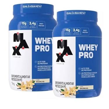Imagem de Kit 2x Whey Pro Protein Concentrado 1Kg - Max Titanium (2kG, Baunilha)