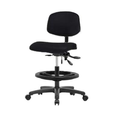 Imagem de Thomas ECOM VMBCH-RG-T0-A1-NF-RC-c8546 Cadeira de vinil azul de altura média com base de nylon preto e sem anel de inclinação/pé, rodízios de braço ajustáveis