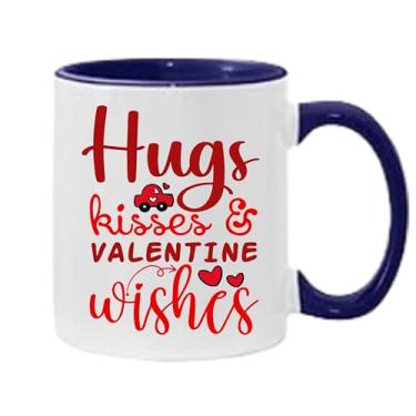 Imagem de SpreadPassion Caneca de café Hugs Kisses And Valentine Wishes, presente para namorado e namorada, ideia de presente de dia dos namorados, presente para marido e esposa, ideia de presente de