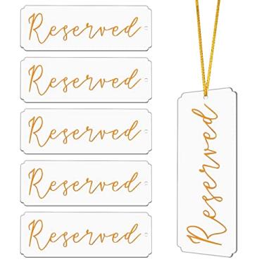 Imagem de Coitak 6 placas reservadas para casamento, placas de assento reservadas com fitas, placas de mesa reservadas penduradas para restaurante de cerimônia de casamento