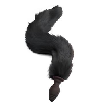 Imagem de Plug Anal Cauda de Raposa em Silicone com Vibração 10 Intensidades 7,6cm x 3,1cm Recarregável Tail 39cm