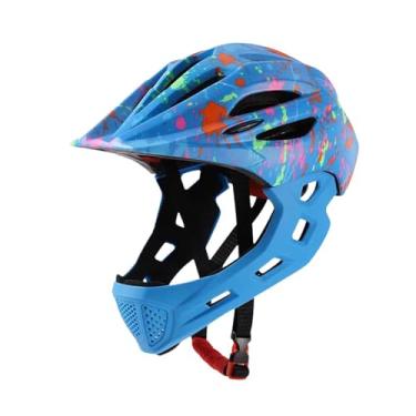 Imagem de Vaveren Capacete de bicicleta infantil Capacete de bicicleta Melhor amortecimento Capacete de rosto inteiro ajustável Capacete de ciclismo para meninos e, Azul
