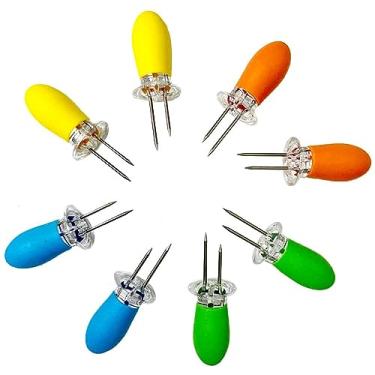 Imagem de A-Goldnest Peças/4 Pares de Suportes para Milho, Suportes para Espigas de Milho de Aço Inoxidável, Espetos para Espigas de Milho para Churrasco, Suportes para Milho Doce com Dois Pinos, Design Interli