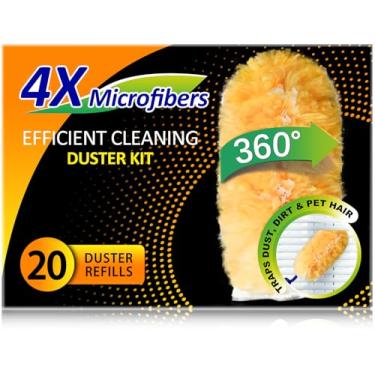 Imagem de Multisuperfície resistente 360° 20 refis de espanador resistente e 1 alça, compatível com espanadores Swiffer, espanadores descartáveis para limpeza