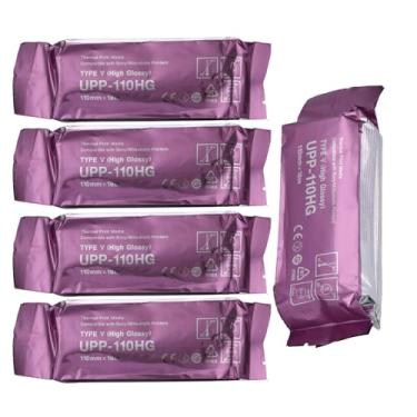 Imagem de YABOYUGO 5 rolos de papel de ultrassom de alto brilho upp-110hg tipo v, papel de ultrassom upp-110hg compatível com sony (110mm x 18m), para filme de impressão térmica de ultrassom