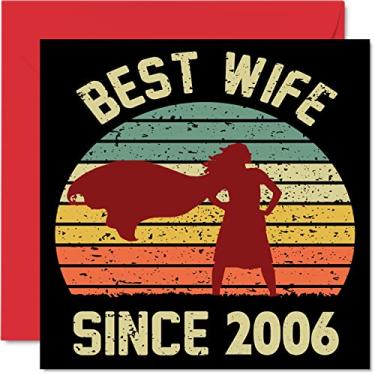 Imagem de Cartão de aniversário de 17 anos para esposa do marido – Melhor esposa desde 2006 – I Love You Gifts, Happy 17th Wedding Anniversary Cards for Partner, 5,7 x 5,7 polegadas Cartões comemorativos para dezessete aniversários