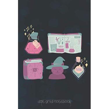 Imagem de Dot Grid Notebook: 6 x 9 inch size journal (eu A5 approx) - 110 pages - dotted paper - Great for taking notes, journaling, drawing, use it as bullet ... notebook - Cute witch cat, potions and books