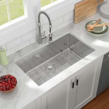 Imagem de Pia de cozinha subterrânea de 91,4 cm lofeyo 91,4 cm x 48,3 cm, calibre 16, 304, pia de cozinha profunda feita à mão, tigela única com cantos arredondados sob o balcão, lavatório de cozinha grande