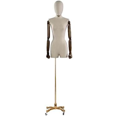 Imagem de Multiuso Manequim de aço de vidro Manequim de meio corpo feminino Manequim de superfície de serapilheira com suporte destacável Altura total ajustável Janela