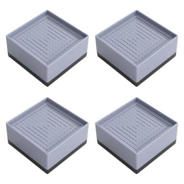 Imagem de ＫＬＫＣＭＳ 4x cama risers móveis elevadores protetor de piso fácil instalação suporta pés acessórios para estante cadeira cama sofá quadro, Cinza 7.8x7.8x4cm
