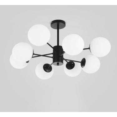Imagem de AXFSHJD Lustre Sputnik de metal preto vintage moderno irregular esférico vidro pendente luz ajustável de metal para cozinha ilha sala de jantar