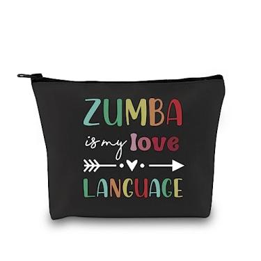 Imagem de GJTIM Zumba Lover Gift Zumba Teacher Appreciation Gift Zumba Is My Language Zumba Dance Fitness Instructor Coach Gift Makeup Bag, Bolsa Zumba, Bolsa de cosméticos de lona com zíper