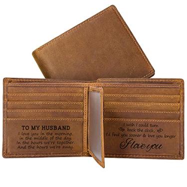 Imagem de Carteira personalizada para homens, carteiras gravadas, presentes de couro para marido da esposa, carteira personalizada para presente de Dia dos Pais no aniversário de Natal para filho, For Husband, One_Size, Retrô