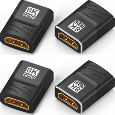 Imagem de Warmstor Pacote com 4 adaptadores 8K HDMI 2.1 fêmea para fêmea, conector de extensão de cabo HDMI compatível com 8K @60Hz, 4K @120Hz, HDR, eARC para extensão de cabo HDMI, HDTV, laptop, PC, monitor,