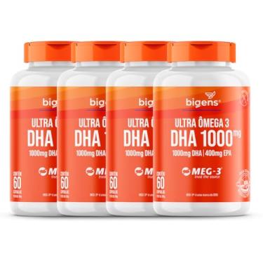 Imagem de Ultra Omega 3, DHA 1000MG + EPA 400MG, Certificado Meg-3, 60 Cápsulas, Bigens (Kit 4, Sem Vitamina E)