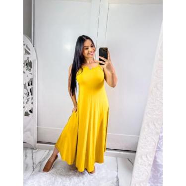 Imagem de Vestido de alcinha com bolço e barra abaloada  - MK MODAS, Mostarda, P
