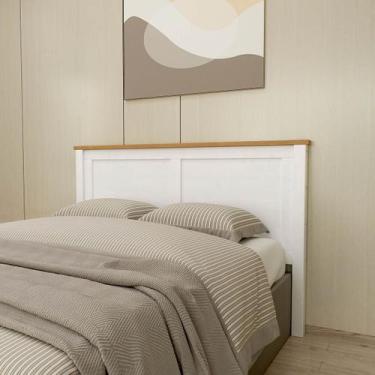 Imagem de Cabeceira Casal para Cama Box Branco/Freijó Topázio Madeira Pinus - Fi