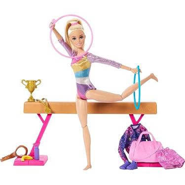 Imagem de Barbie Profissões Conjunto de Brinquedo Ginasta Cabelo Loiro para crianças a partir de 3 anos