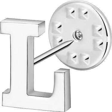 Imagem de Broche de lapela inicial para homens e mulheres, broches para ternos masculinos, pinos de botão de metal em tom de ouro 18K e prata., Metal, Sem pedras preciosas