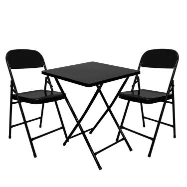 Imagem de Conjunto Mesa Com 2 Cadeiras Dobráveis Bar Restaurante Aço