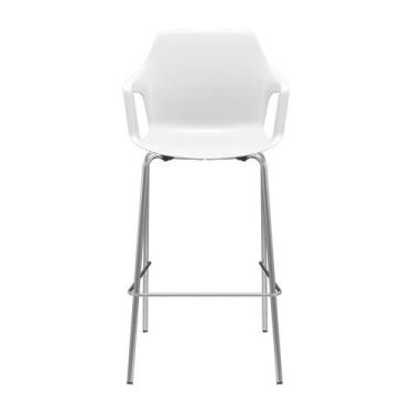 Imagem de Banqueta Vesper Alta 4 Pés Estrutura Cromada com Braços Fixos - Plaxme
