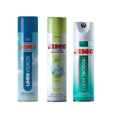 Imagem de KIT 1 Un Jimo Limpa Vidros + 1 Un Jimo Limpa Box + 1 Un Jimo Limpa Tecidos 300ml