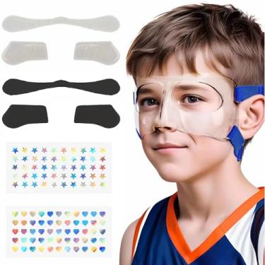 Imagem de WALKEREN wr kids protetor de nariz para nariz quebrado meninas meninos ajustável basquete beisebol esportes máscara facial com enchimento de espuma para jovens adolescentes (azul)
