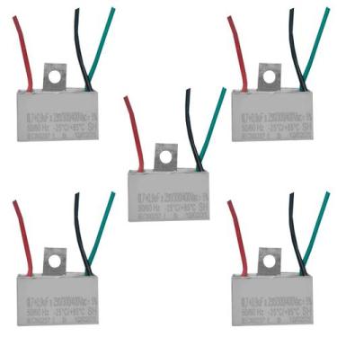 Imagem de Kit 5 capacitor 3 fios 0,7  0,9 uf x 250/400 v chapa tri