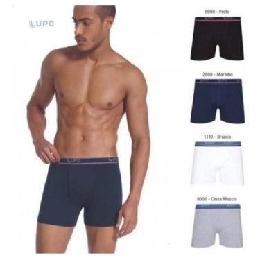 Imagem de Kit 4 Cuecas Boxer Lupo Em Algodão Masculina Cotton Original, Preto, M