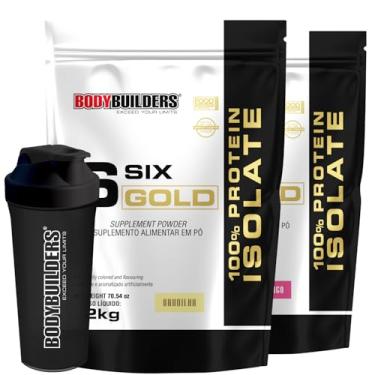 Imagem de Kit 2x Whey Isolado Six Gold Baunilha e Morango 2kg + Coqueteleira - Bodybuilders