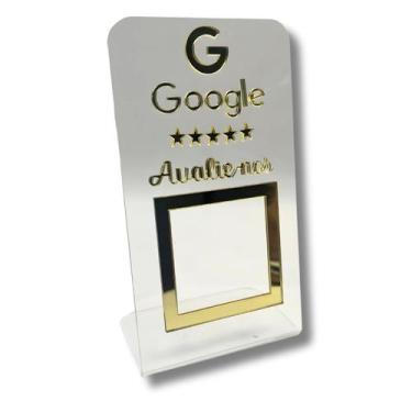 Imagem de Expositor AVALIAÇOES GOOGLE - Cristal com Dourado - Lm Balcoees