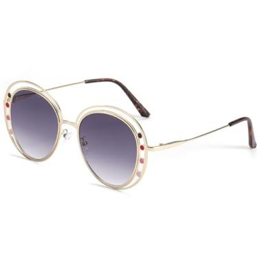 Imagem de HPIRME Óculos de sol ovais de armação grande, armação masculina, óculos de sol femininos, óculos de grau UV400, cinza degradê, tamanho único