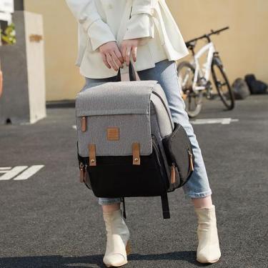 Imagem de Mochila Maternidade Land Luxury Cinza Com Preto
