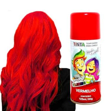 Imagem de Tinta Spray Para Festa Dia das Crianças Cabelo Maluco Lavável Carnaval Infantil Halloween (Vermelho, 1 Unidade)