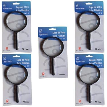 Imagem de 5 Lupas Manual 90mm Aumento Grande 5x Lente Leitura Estetica