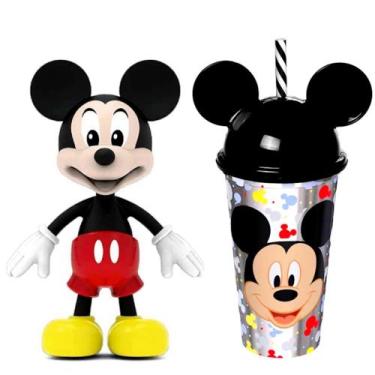 Imagem de Boneco Mickey com Óculos Mochila 13cm + Copo com Orelhas - Elka