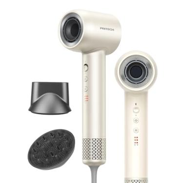 Imagem de PRITECH Secador de Cabelo de Alta Velocidade Secador de Cabelo Iônico de 1600 W com Motor Sem Escova de 110.000 Rpm com Difusor para Cabelos Cacheados, Secador de Cabelo Profissional com Display Led, 5 Temperaturas e 3 Velocidades (Branco)