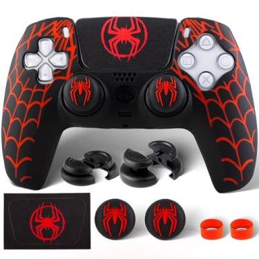 Imagem de PlayRealm 1 adesivo de capa de silicone e extensores x 2 para controle PS5 Spider Web