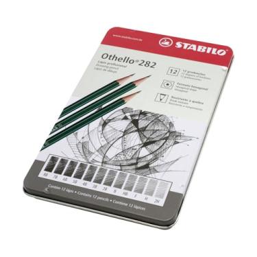 Imagem de Lápis Preto Profissional Sextavado, Stabilo, 288/12 Othello, 2H/H/F/HB/B/2B/3B/4B/5B/6B/7B/8B, 12 Unidades