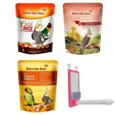 Imagem de Kit Reino das Aves - Mix de Sementes + Extra Gold Calopsita Frutas + F