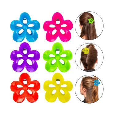 Imagem de Kit 12 Presilha Prendedor Acessório Cabelo Flor Multicolor