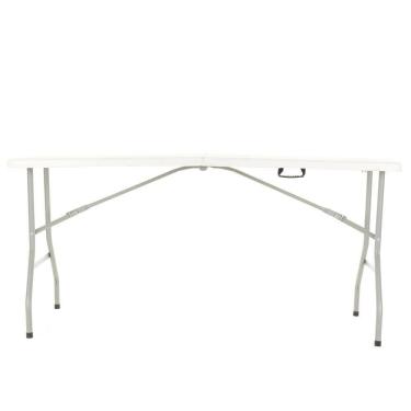 Imagem de Mesa Picnic Dobrável Vira Maleta Portátil 1,50m Camping Premium Branco