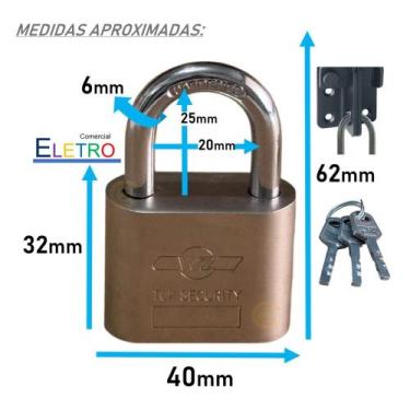 Imagem de Cadeado Pequeno 40mm Chave Atomica Codificada Proteção Anticopia anti-