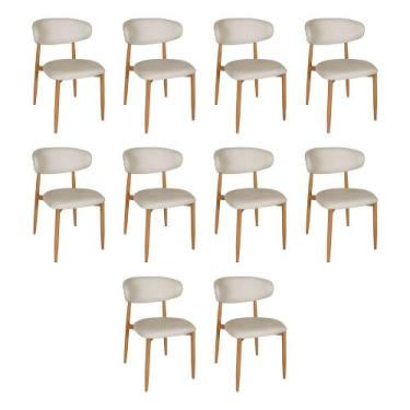 Imagem de Kit 10 Cadeiras de Jantar Lucy Estrutura Aço Carbono Laminado Natural 