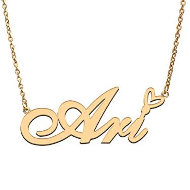 Imagem de RONKAH Colar de nome personalizado personalizado com coração colar de nome personalizado para mulheres colar de moda pessoal melhor presente para menina, mãe, filha, amizade, Natal, aniversário,