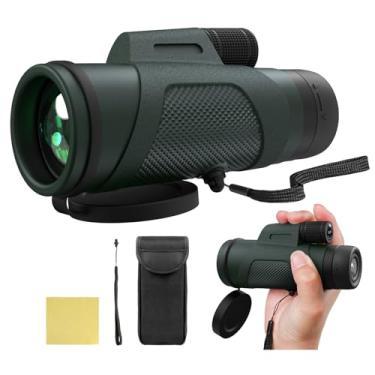 Imagem de Telescópio monocular 12 x 50 para adultos, monóculos de alta potência, telescópio portátil, portátil, com lente BAK-4 Prisma FMC para observação de pássaros, caminhadas, acampamento, caça, viagens