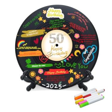 Imagem de Vinil Record Sweet 50 Birthday Decorações 11,6 x 11,15 cm, decoração de aniversário de 50 anos, pôster de sinal de lembrancinha de festa de 50º aniversário, ótimo presente de 50 anos para meninas ou