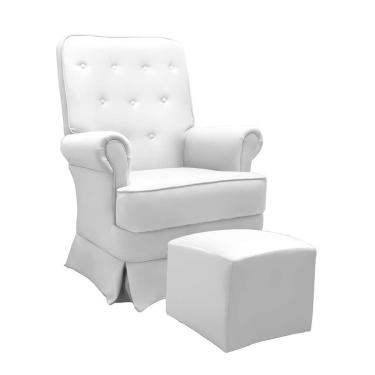 Imagem de Poltrona para Amamentação Balanço com Puff Laura Revestimento Sintético Branco