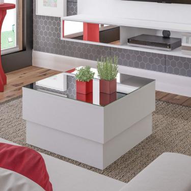 Imagem de Mesa de Centro com Tampo de Vidro Arredondado Parati Artely Branco
